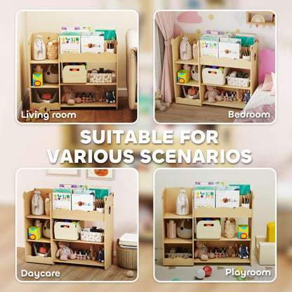 Kids Bookshelf and Montessori Toy Storage Organizer