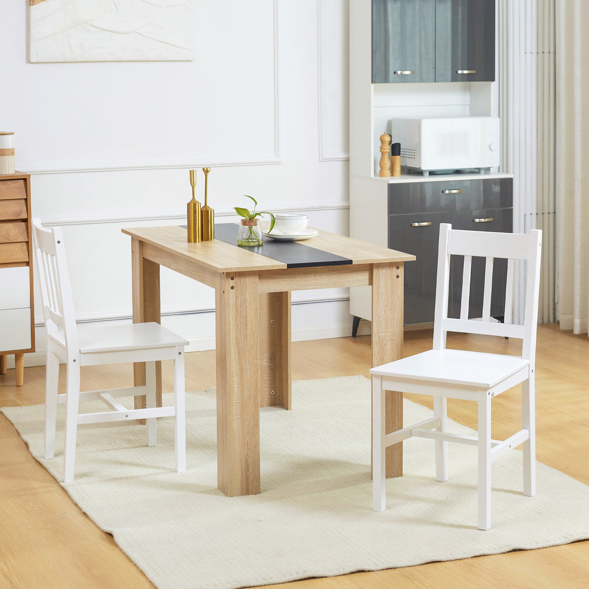 Dining Chairs Set of 2 Pine Wood
