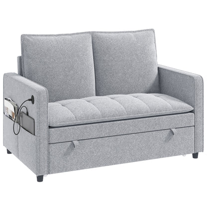 Velvet Convertible Sofa Bed with USB Ports