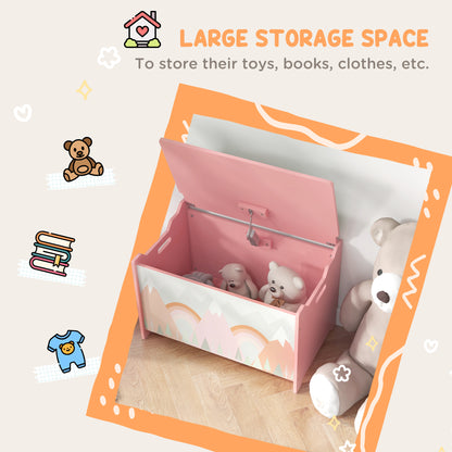 Kids Toy Box with Lid and Safety Hinges