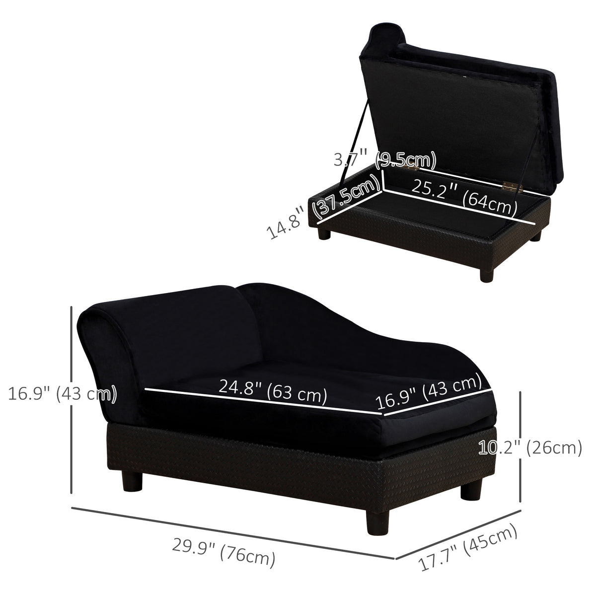 Pet sofa with storage natural wood
