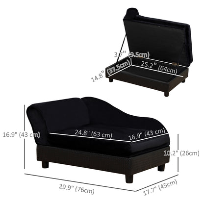 Pet sofa with storage natural wood