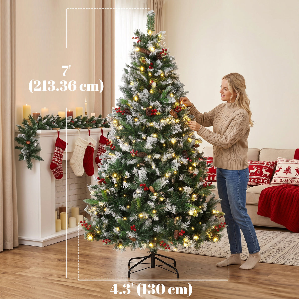 Árbol de Navidad artificial nevado preiluminado