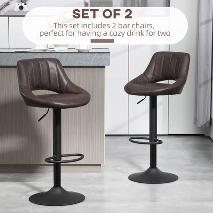 Set of 2 Swivel Bar Stools Adjustable Height
