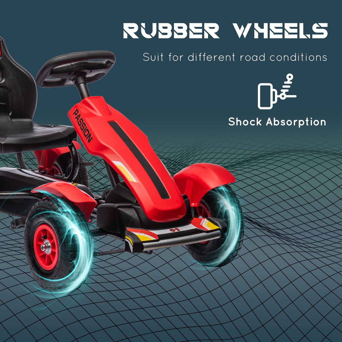 Pedal go kart for kids with handbrake