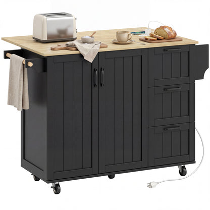 Isla de cocina con tablero abatible y toma eléctrica