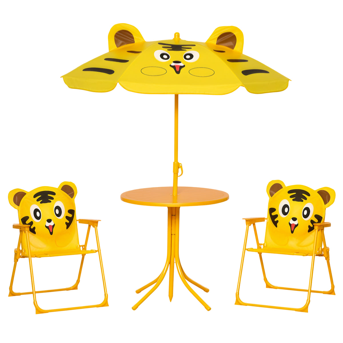 Kids picnic table and chair set with umbrella — Set of 4
