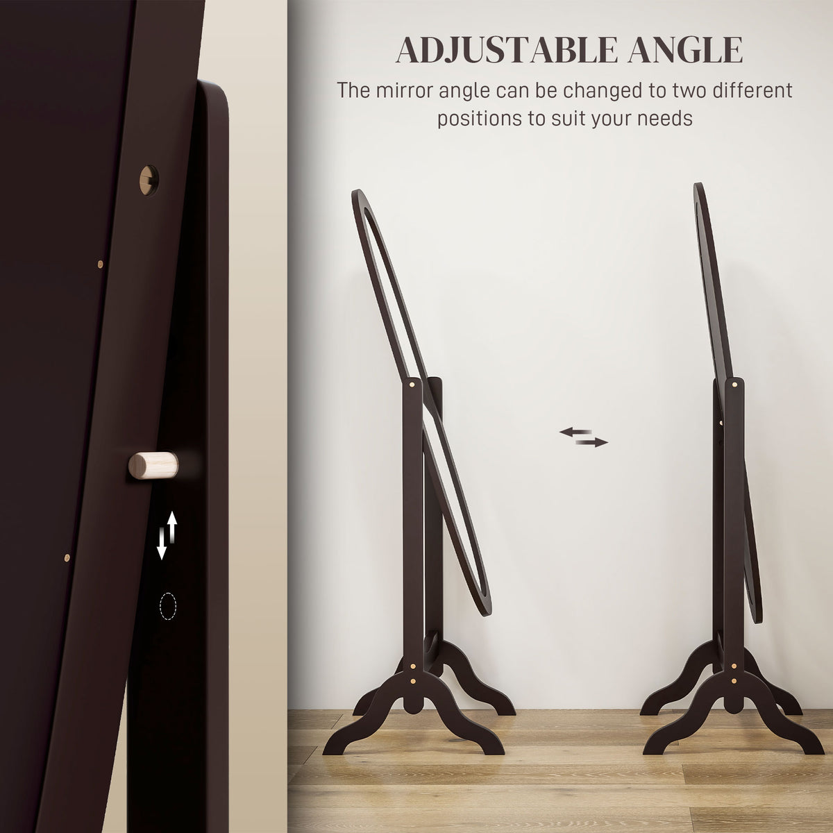 Full Length Oval Floor Standing Mirror Adjustable Angle