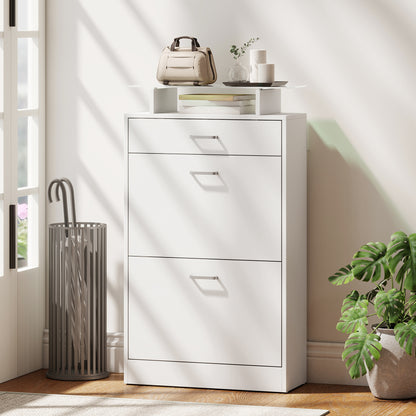 Slim flip drawer shoe cabinet