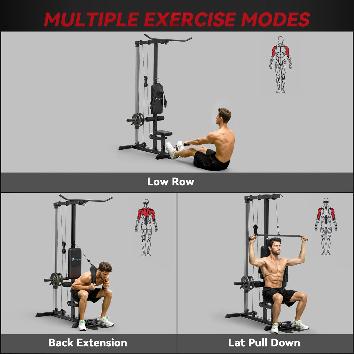 Máquina de remo dorsal para musculación en casa