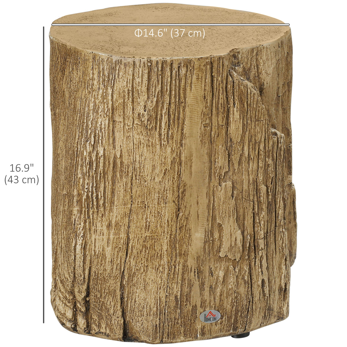 Concrete finish tree stump side table