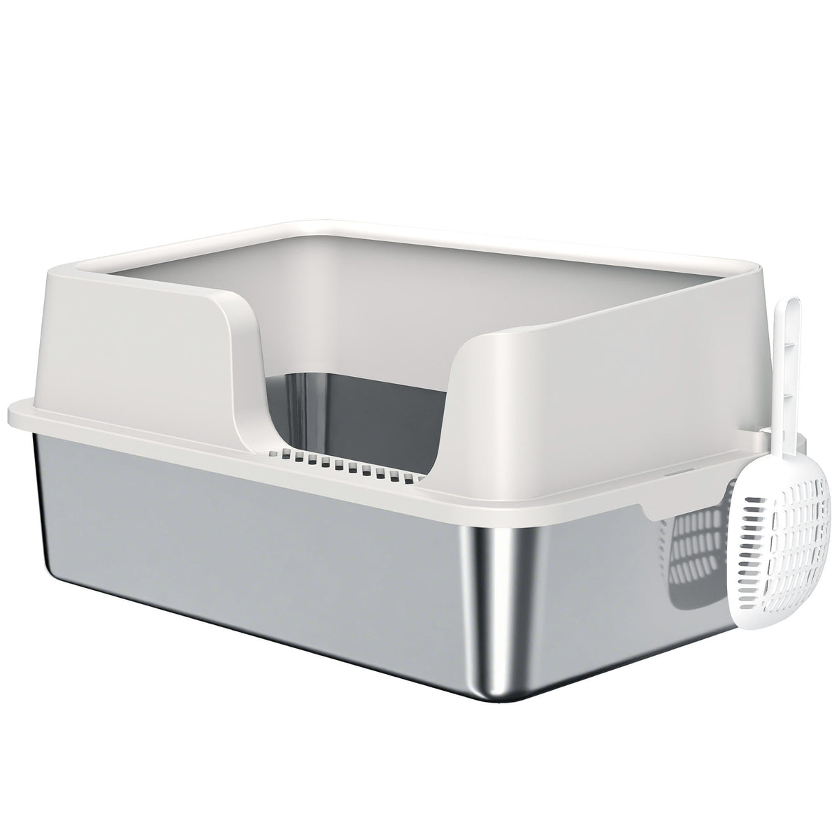 Stainless steel cat litter box with lid