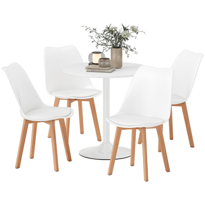 5-Piece Round Dining Set Pedestal Base Padded Chairs
