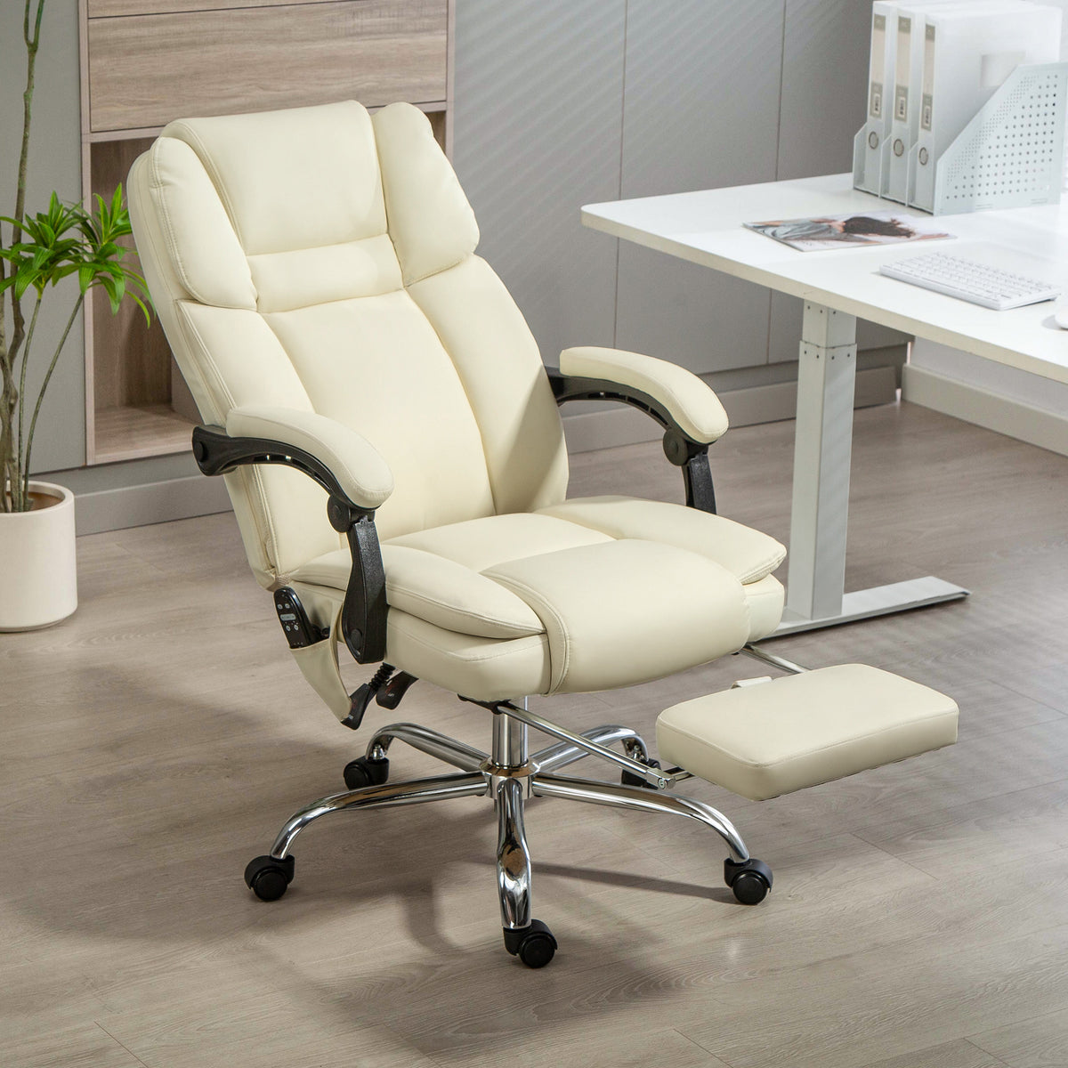 Reclining Massage Office Chair with Footrest