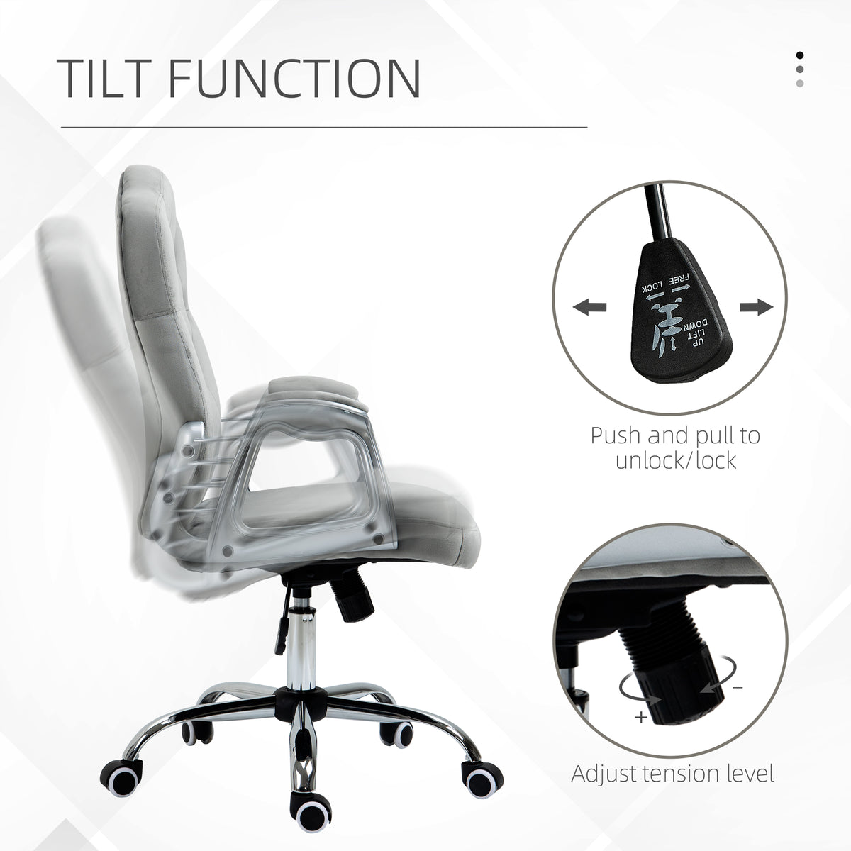 Office chair velvet tufted adjustable swivel task
