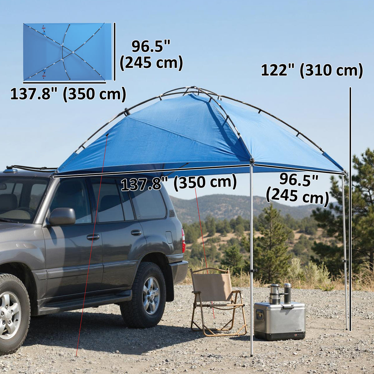 Toldo lateral impermeable de 3000 mm para SUV con bolsa de transporte