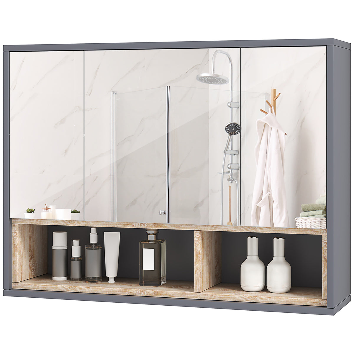 Wall mounted bathroom medicine cabinet with mirror