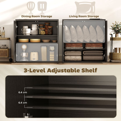 Sideboard Buffet Cabinet Fluted Push-to-Open Doors