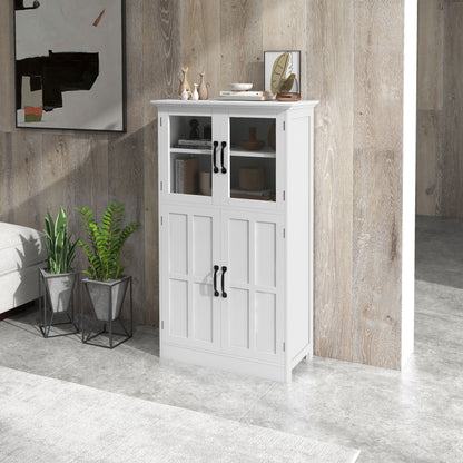 Modern kitchen sideboard with glass doors and shelves