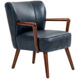 Sillón auxiliar moderno de cuero sintético con patas de madera