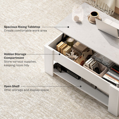 Lift Top Coffee Table with Hidden Storage and Open Shelf
