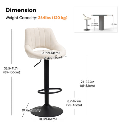Swivel Adjustable Bar Stools Linen Upholstered — Set of 2
