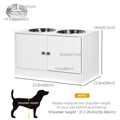 Elevated Dog Feeding Station with Storage — White