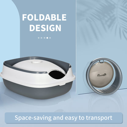 Foldable covered cat litter box