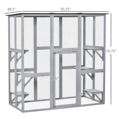 Outdoor Cat Enclosure with 6 Platforms