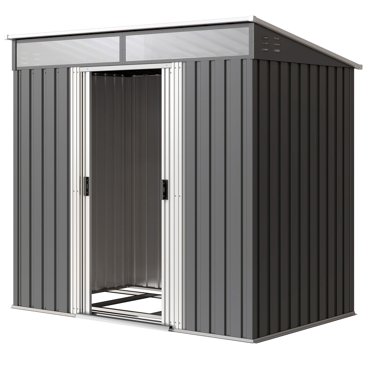 Garden Storage Shed 2 m² Galvanised Steel Sliding Doors
