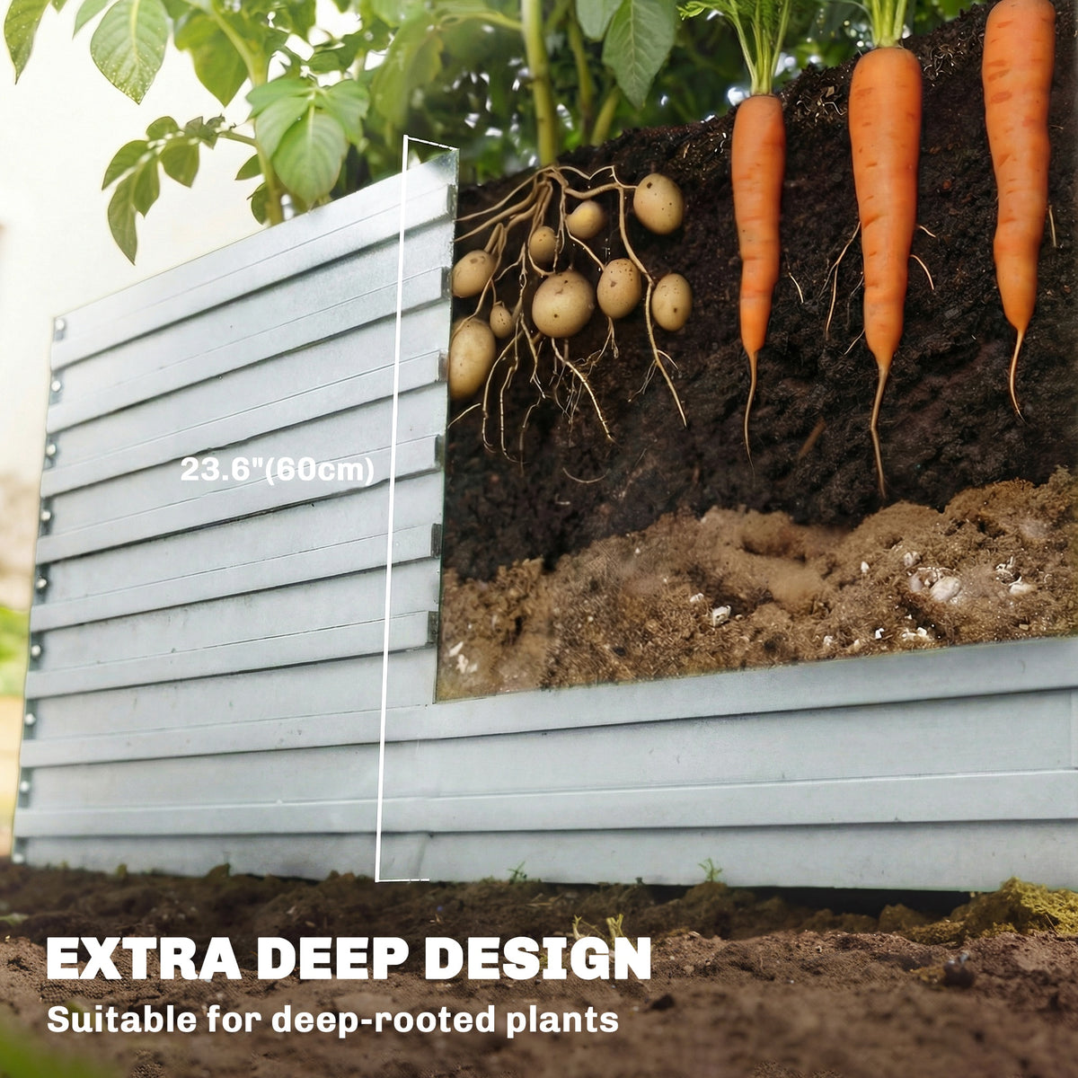 240x120x60cm Raised Garden Bed - Black Galvanized Planter