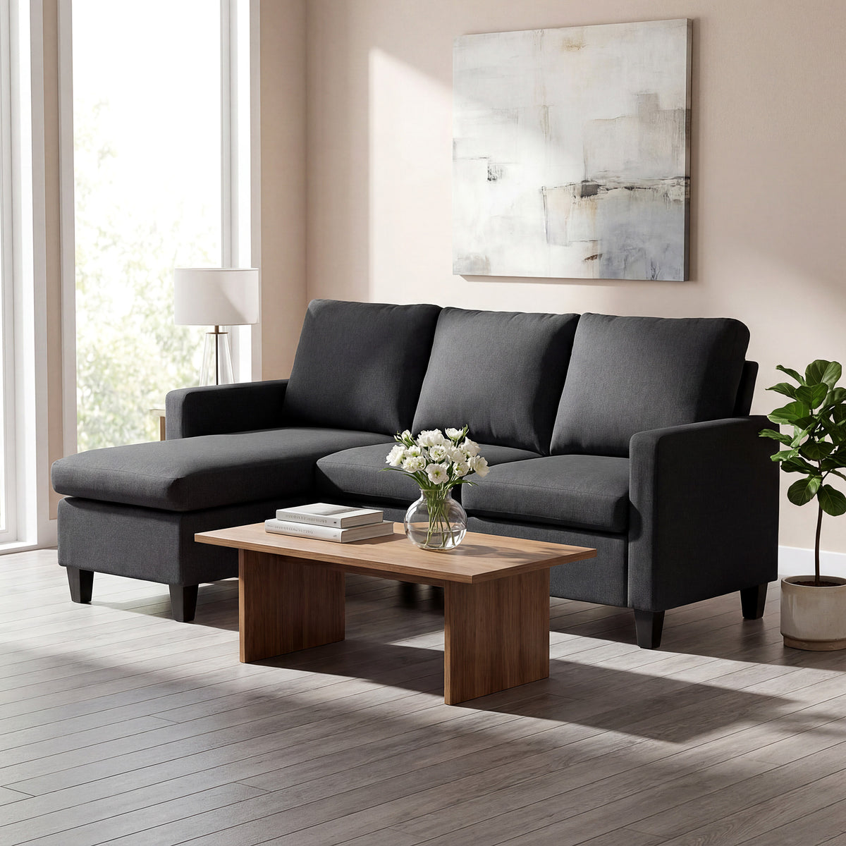 Modern L-Shape Sectional Sofa with Ottoman