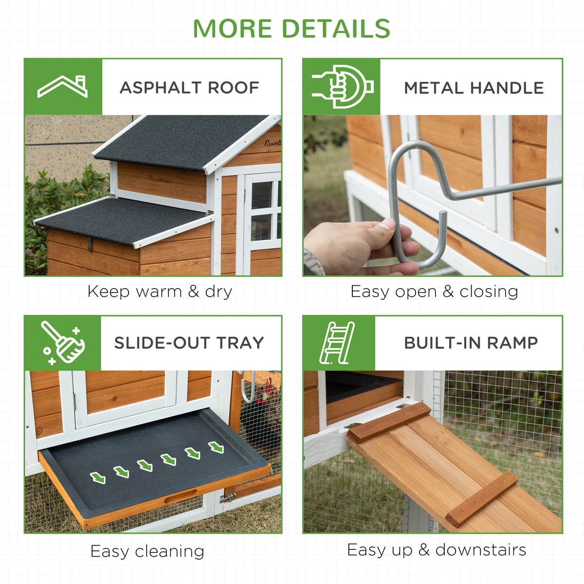 Large Chicken Coop with Nesting Box and Covered Run