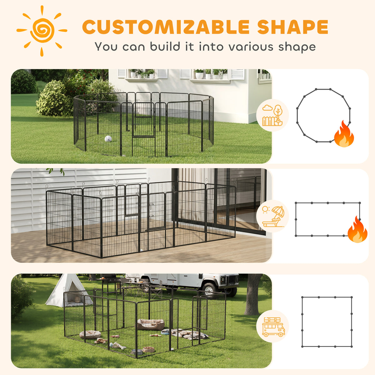 Dog Playpen 12 Panel with Gate 39 inches