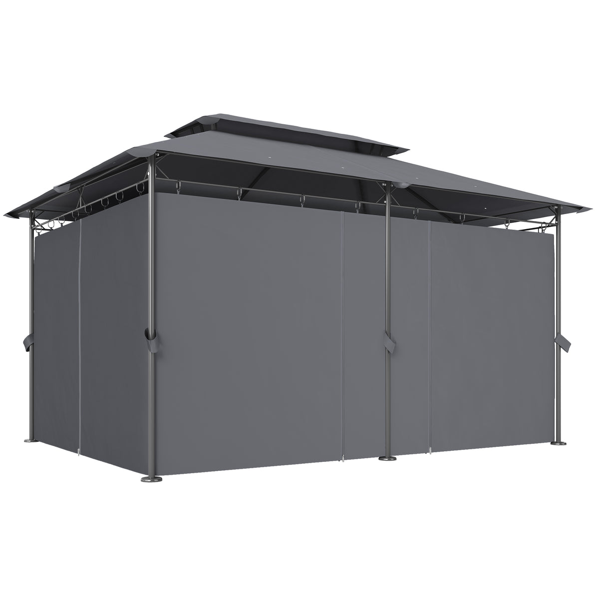Double Roof Patio Gazebo with Curtains 10 x 13 ft