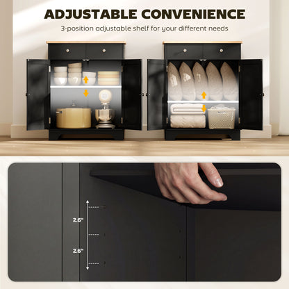 Kitchen Buffet Cabinet with Drawers and Adjustable Shelf
