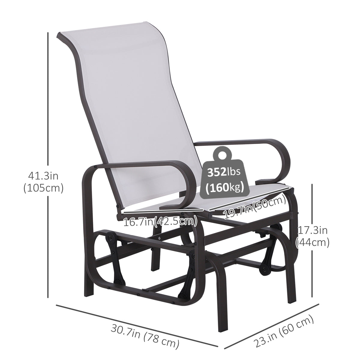 Patio Glider Chair with Breathable Mesh Fabric