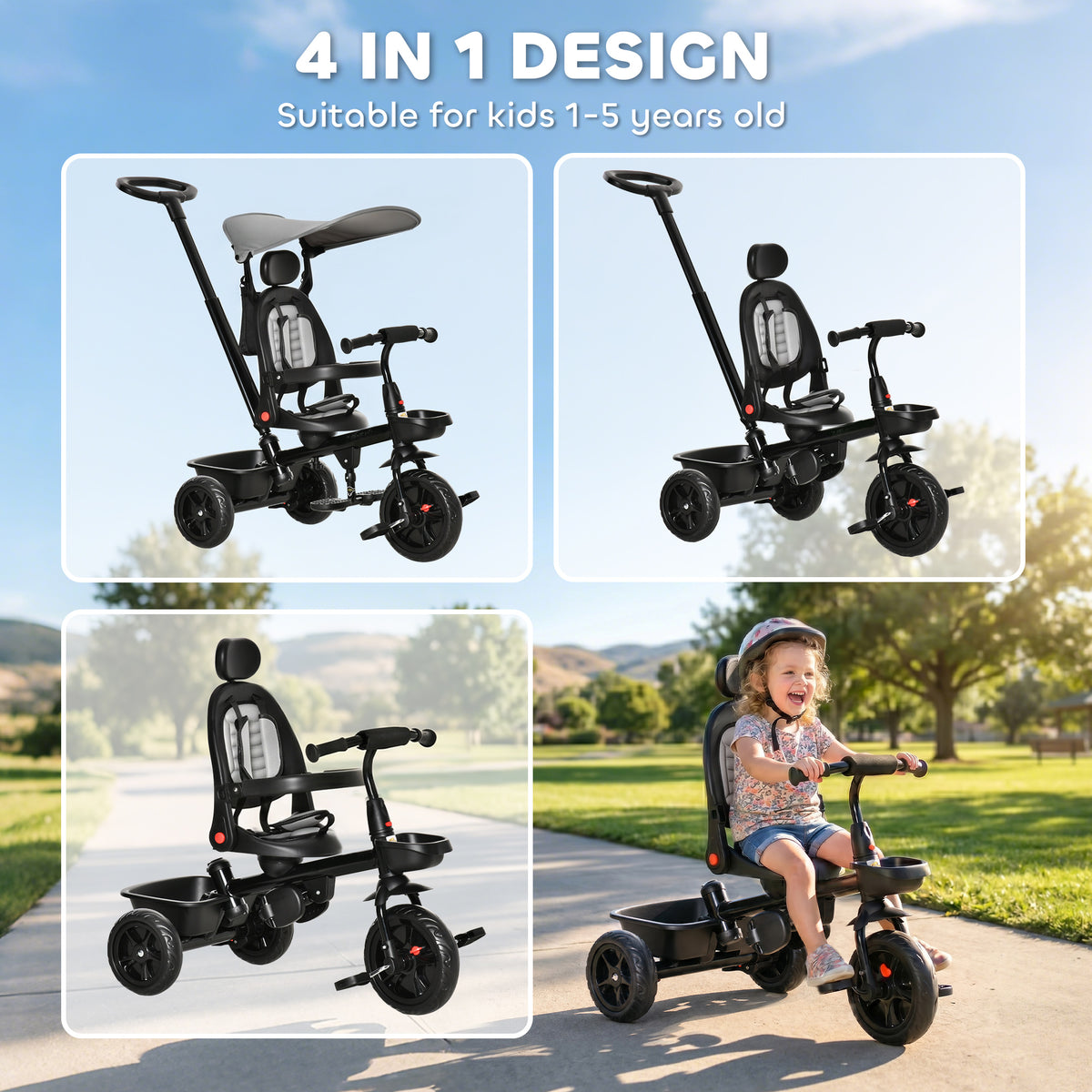 5-in-1 Growing Tricycle with Parent Handle