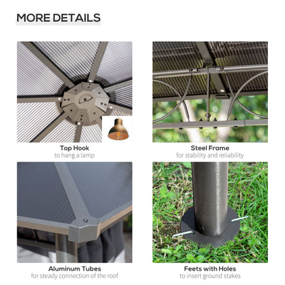 Hardtop Gazebo Polycarbonate Roof Aluminum Frame