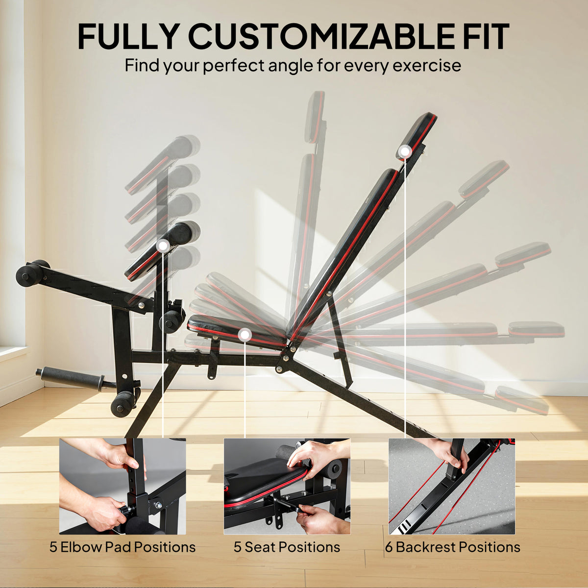 Adjustable Weight Bench with Wheels