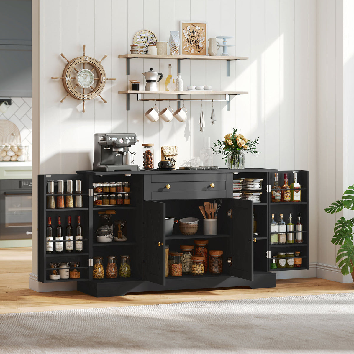 Farmhouse Buffet Sideboard Cabinet with Barn Doors