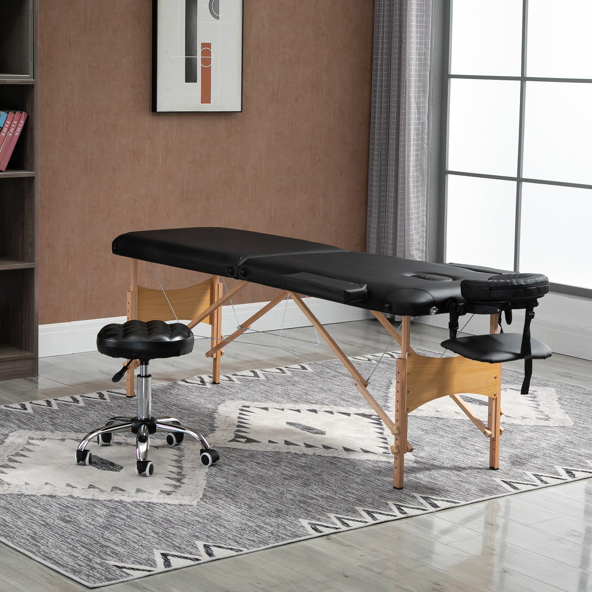 Portable folding wooden massage table