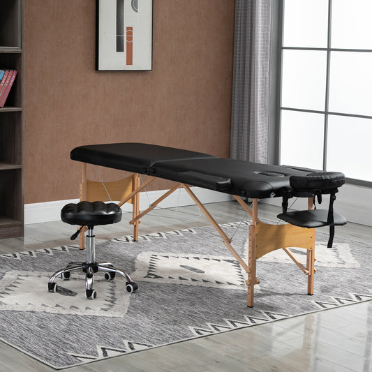 Portable folding wooden massage table