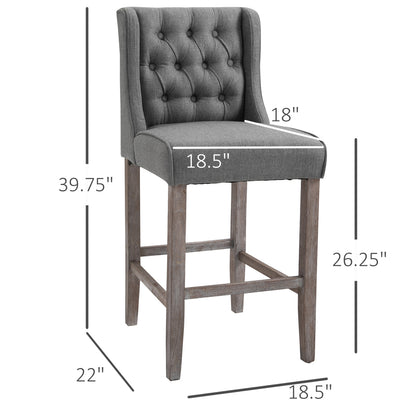 Set of 2 Button Tufted Bar Stools Counter Height