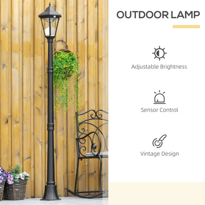 196cm Solar Outdoor Motion Sensor Floor Lamp Black