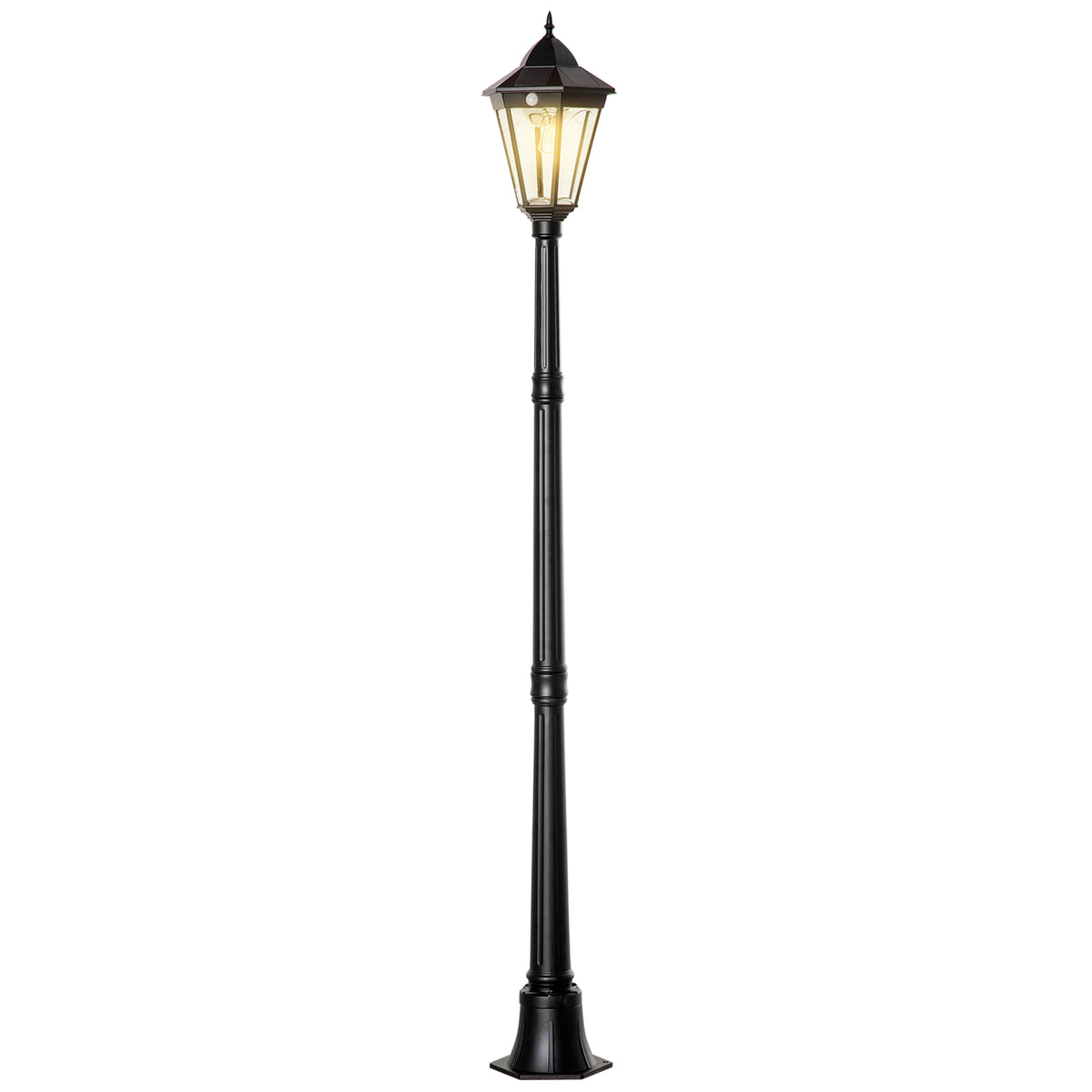 196cm Solar Outdoor Motion Sensor Floor Lamp Black