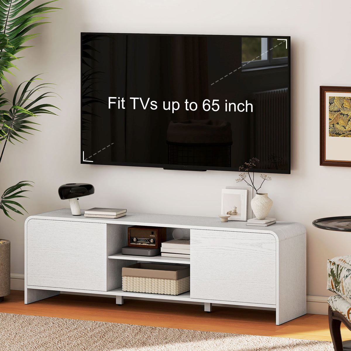 Mueble de TV estilo nórdico con armarios y estantes
