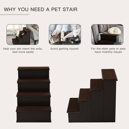 Escalera para perros de 4 niveles de madera MDF — café oscuro