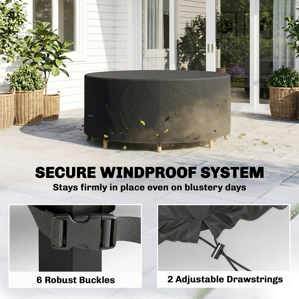 Heavy Duty Round Patio Furniture Cover Waterproof