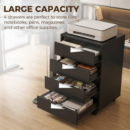 Mobile 4-drawer office filing cabinet